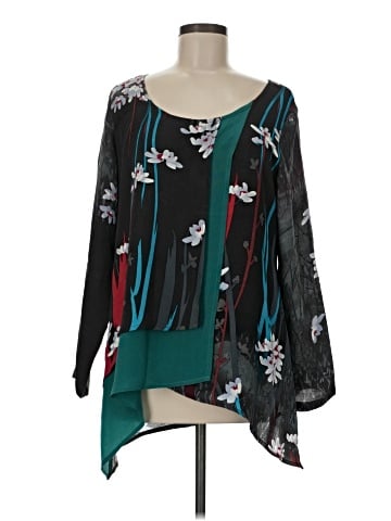 Citron Santa Monica Collection Long Sleeve Silk Top (view 1)