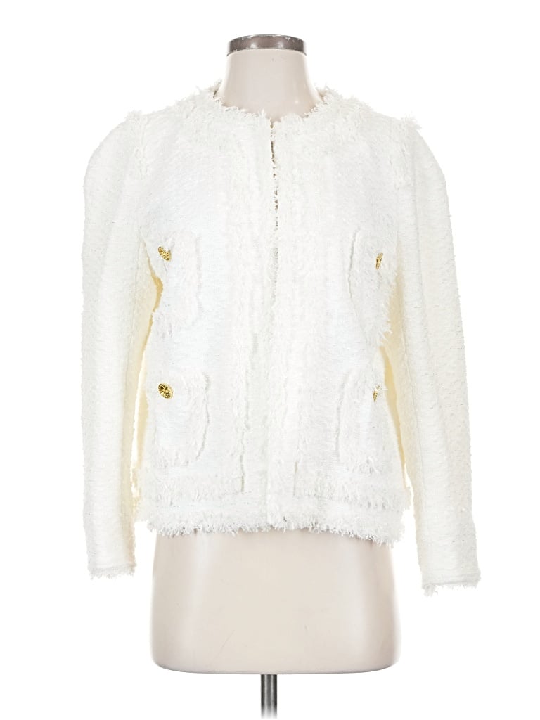 Pre-owned Edward Achour Paris Faux Fur Jacket In White