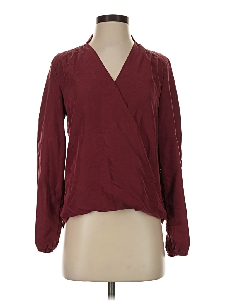 Pre-owned Drew Long Sleeve Blouse In Burgundy