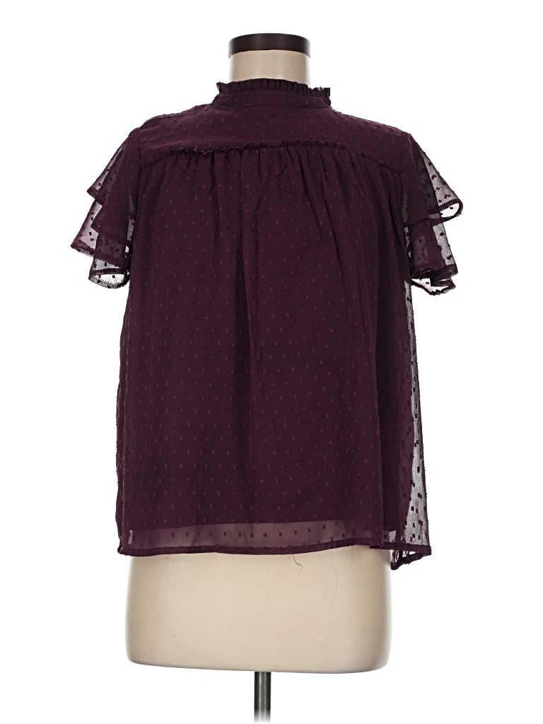 Pre-owned Japna Short Sleeve Blouse In Burgundy