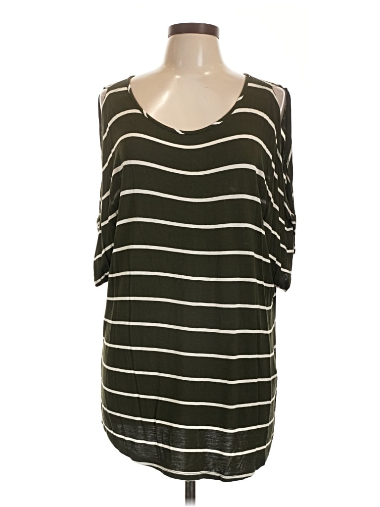 Pre-owned Colette 3/4 Sleeve Top Green Cold Shoulder Neckline Tops