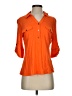 Cathy Orange 3/4 Sleeve Button-Down Shirt Size S - photo 1