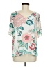 Ann Taylor LOFT 100% Polyester Floral Ivory Short Sleeve Blouse Size M - photo 1