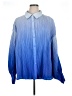 In the Style 100% Polyester Color Block Blue Long Sleeve Blouse Size 16 - photo 1