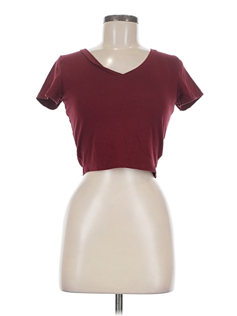 Pre-owned Wild Fable Short Sleeve T-shirt In Burgundy