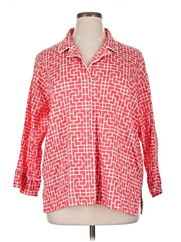 Natori 3/4 Sleeve Button-Down Shirt (view 1)