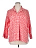 Natori 100% Cotton Red 3/4 Sleeve Button-Down Shirt Size XL - photo 1