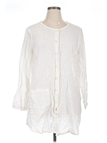 Flax 3/4 Sleeve Button-Down Shirt (view 1)