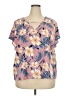 Shein Curve 100% Polyester Tropical Pink Short Sleeve Blouse Size 18 Plus (3) - photo 1