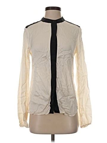 Theory Long Sleeve Silk Top (view 1)