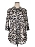 Style&Co 100% Nylon Animal Print Silver 3/4 Sleeve Button-Down Shirt Size 1X - photo 1
