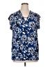 George Blue Short Sleeve Blouse Size 1X - photo 1