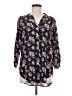 Amour Vert 100% Silk Floral Blue 3/4 Sleeve Silk Top Size M - photo 1