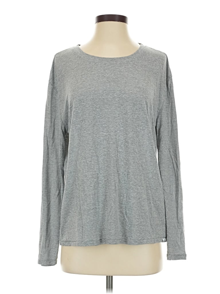 Pre-owned Prana Long Sleeve Top Gray Crew Neck Tops