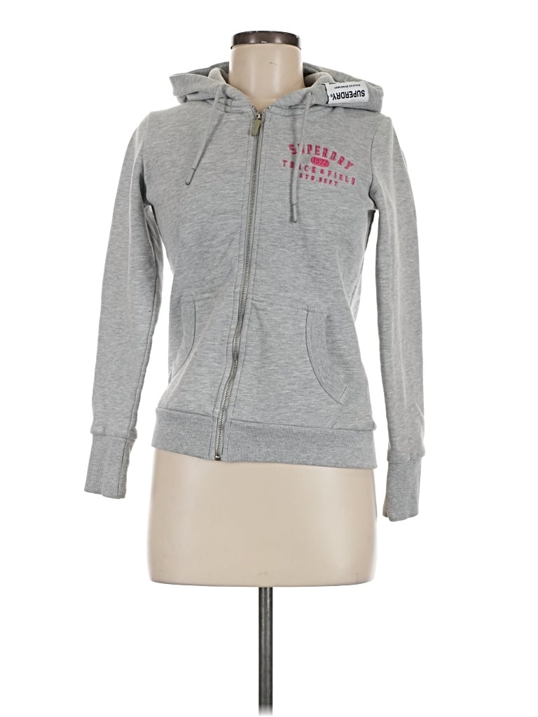 Pre-owned Superdry Zip Up Hoodie In Gray