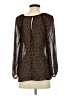 Zara Animal Print Brown Long Sleeve Blouse Size XS - photo 2