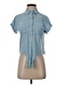 Sim & Sam 100% Rayon Solid Blue Short Sleeve Blouse Size S - photo 1