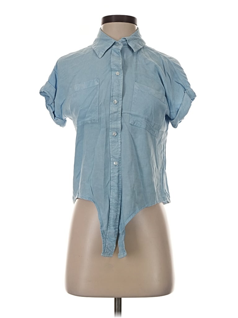 Pre-owned Sim & Sam Short Sleeve Blouse In Blue