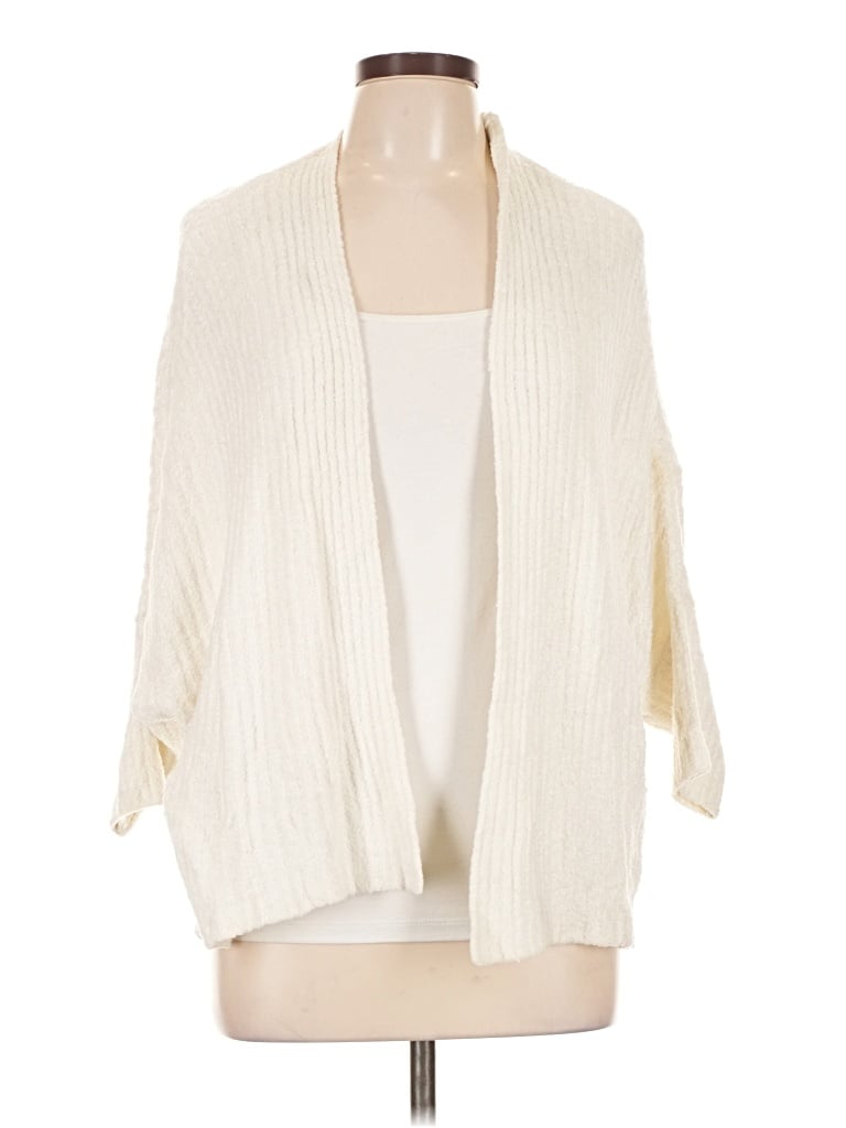 Pre-owned Barefoot Dreams Cozychic Lite Cardigan Sweater In Ivory