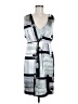 Poleci 100% Silk Graphic Gray Casual Dress Size 10 - photo 1