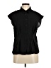 MNG Solid Black Sleeveless Button-Down Shirt Size 6 - photo 1