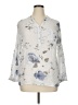Unbranded 100% Cotton Floral Silver 3/4 Sleeve Blouse Size XL (estimated) - photo 1