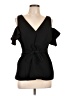 BCBGMAXAZRIA Black Short Sleeve Blouse Size L - photo 1