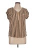 Flower & Feather Tan Short Sleeve Henley Size L - photo 1