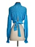 Shein Blue Long Sleeve Blouse Size 4 - photo 2