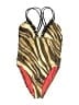 St. John Animal Print Gold Swimsuit Top Size 2 - photo 1