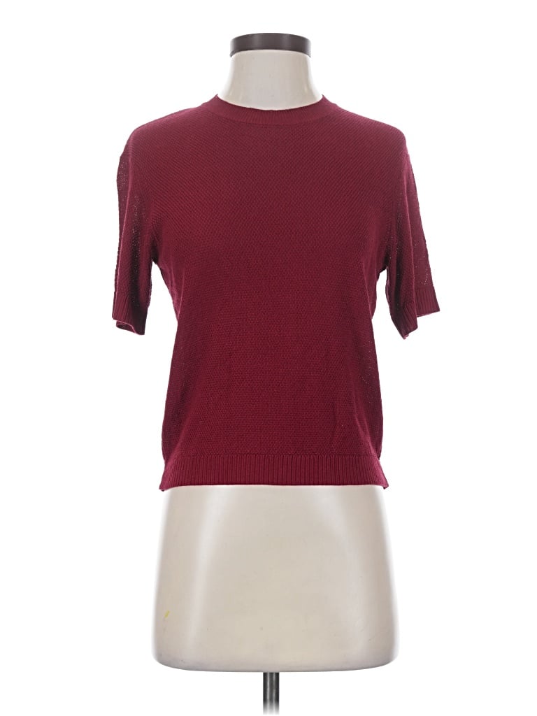 KOTN Short Sleeve Turtleneck: Burgundy Tops - Size X-Small