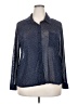 Ember 100% Polyester Metallic Blue Long Sleeve Blouse Size 2X - photo 1