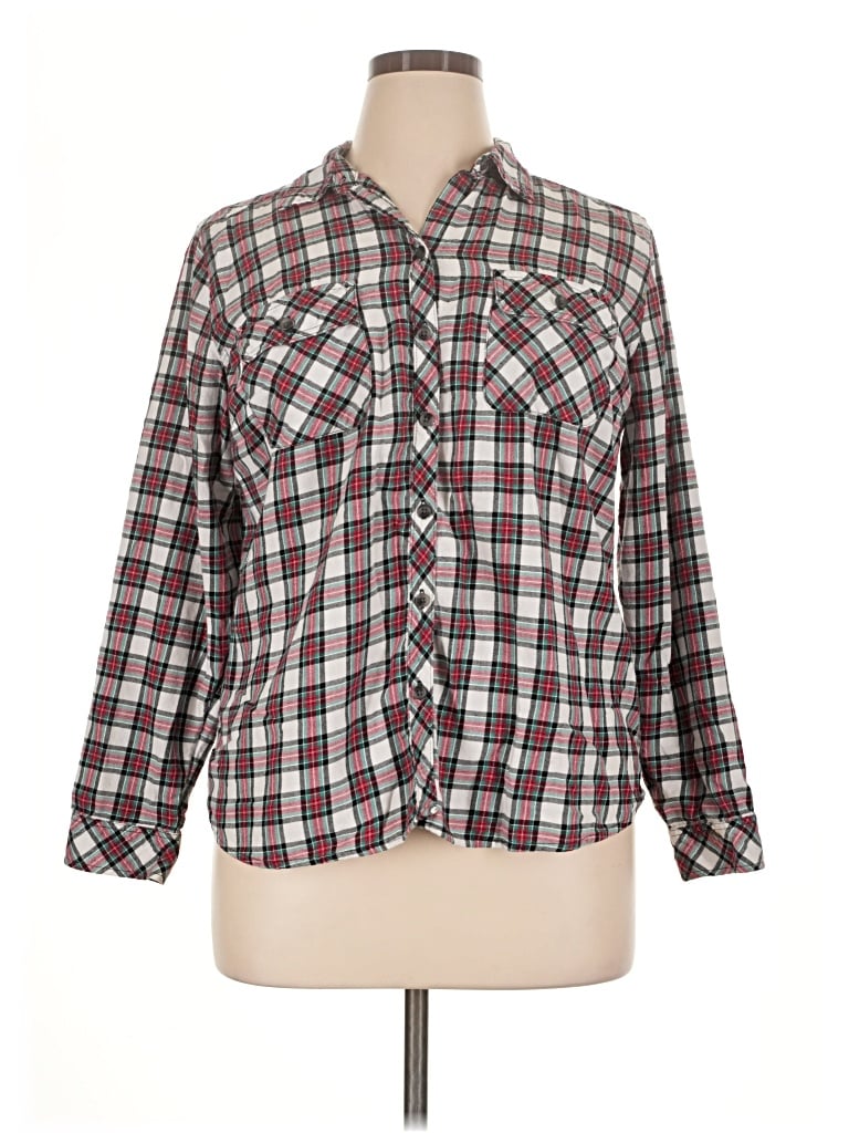 Pre-owned Croft & Barrow Long Sleeve Button Down Shirt In Burgundy
