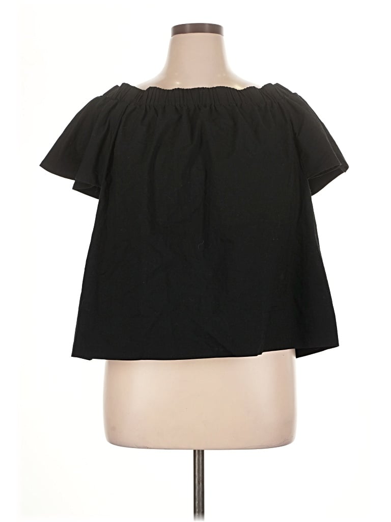 Pre-owned Worthington Short Sleeve Blouse In Black