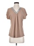 Flower & Feather Tan Short Sleeve Blouse Size S - photo 1