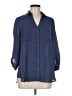 A. Byer Blue 3/4 Sleeve Button-Down Shirt Size M - photo 1