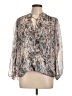 Veronica M. 100% Polyester Floral Multi Color Silver Long Sleeve Blouse Size L - photo 1
