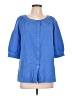 White Stag Blue 3/4 Sleeve Button-Down Shirt Size Lg 12/14 - photo 1