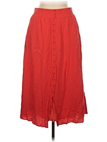 Madewell Smocked-Waist Button-Front Midi Skirt (view 1)