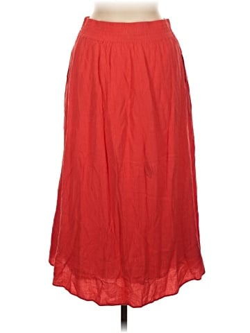 Madewell Smocked-Waist Button-Front Midi Skirt (view 2)