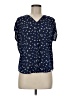 Monday Fun 100% Polyester Blue Short Sleeve Blouse Size M - photo 1
