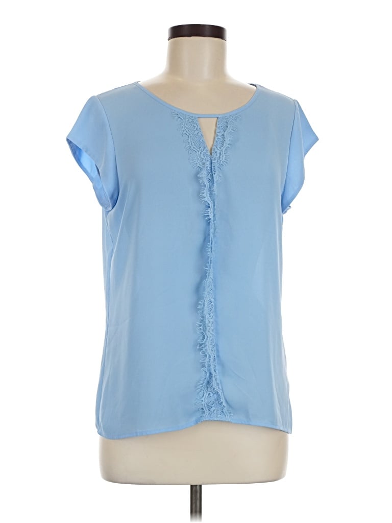 Pre-owned Express Short Sleeve Blouse In Blue