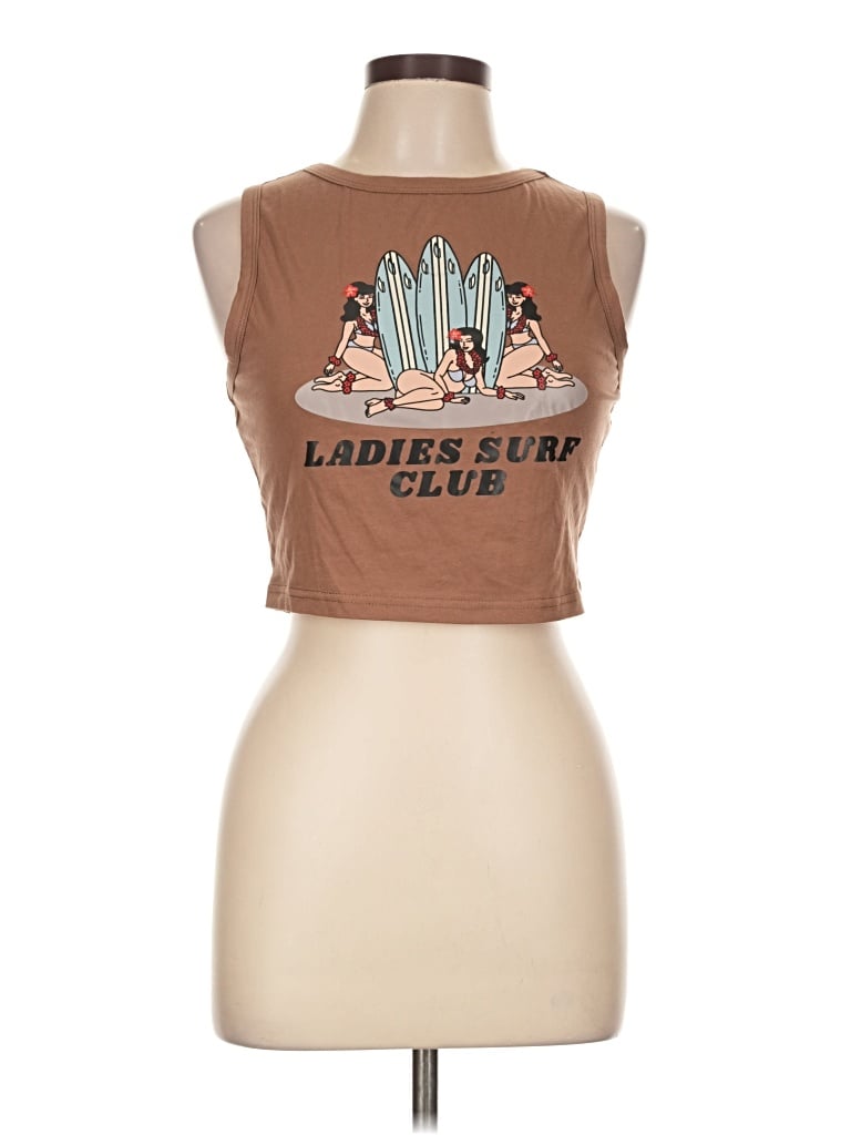 Pre-owned Shein Sleeveless T-shirt In Brown