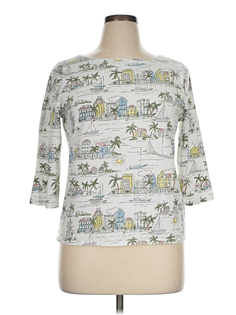 Pre-owned Talbots 3/4 Sleeve T-shirt In Ivory