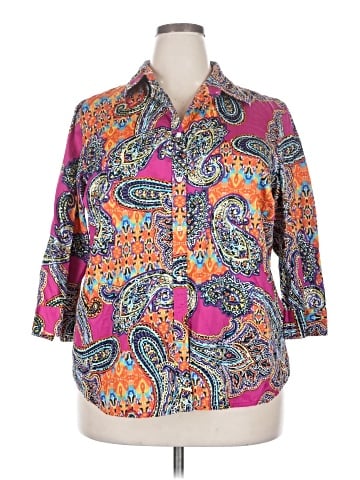 Lauren by Ralph Lauren 3/4 Sleeve Button-Down Shirt (view 1)