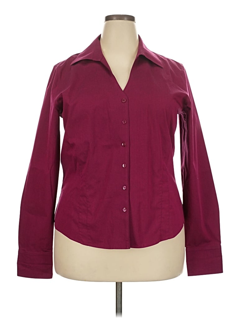Pre-owned Coldwater Creek Long Sleeve Blouse In Burgundy