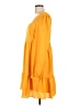 BCBG Paris Solid Yellow Casual Dress Size L - photo 5
