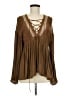 Free People 100% Polyester Brown Long Sleeve Blouse Size M - photo 1