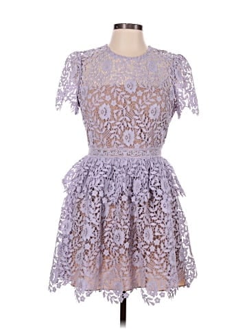 Self-Portrait Rose Lace Peplum Mini Dress (view 1)