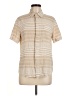 Chaps Stripes Tan Short Sleeve Blouse Size M - photo 1